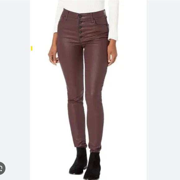NWOT Kut from the Kloth Mia High Rise Skinny Wet Look Bordeaux Jeans Size 8 - Picture 1 of 12
